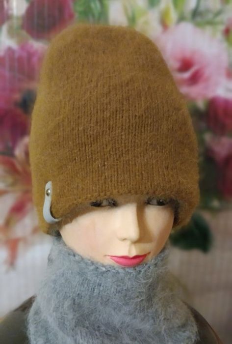 Подвійна шапочка з пуха норки