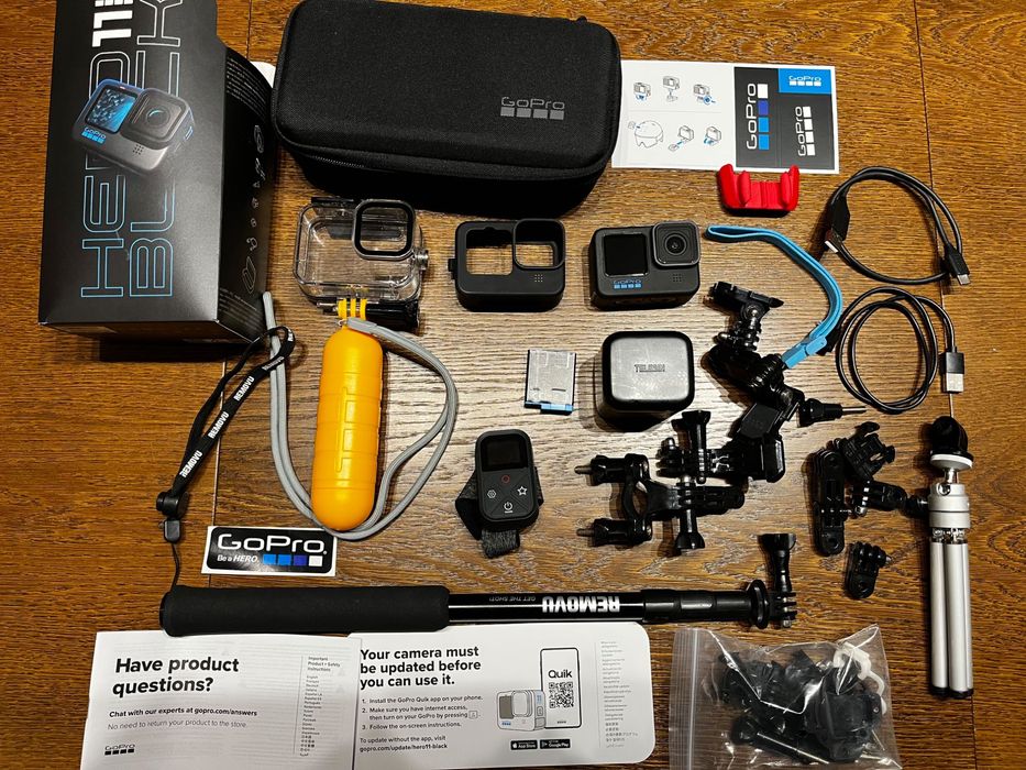 GoPro HERO 11 Black + DUŻY zestaw akcesoriów – stan IDEALNY