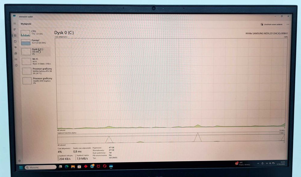 LAPTOP HP OMEN 17-CK0323NW i7 16/512gb