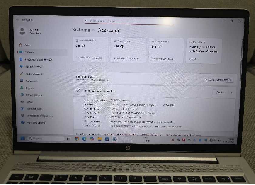 HP 445 G8, AMD RYZEN 3, Ssd, 16G ram