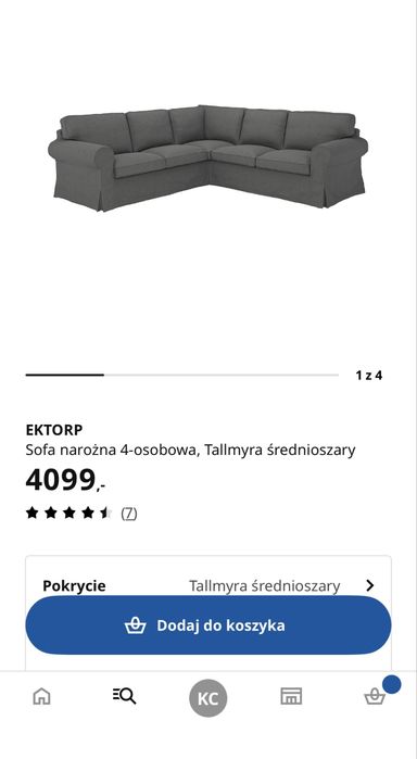 Naroznik bez funkcji spania. IKEA EKTORP