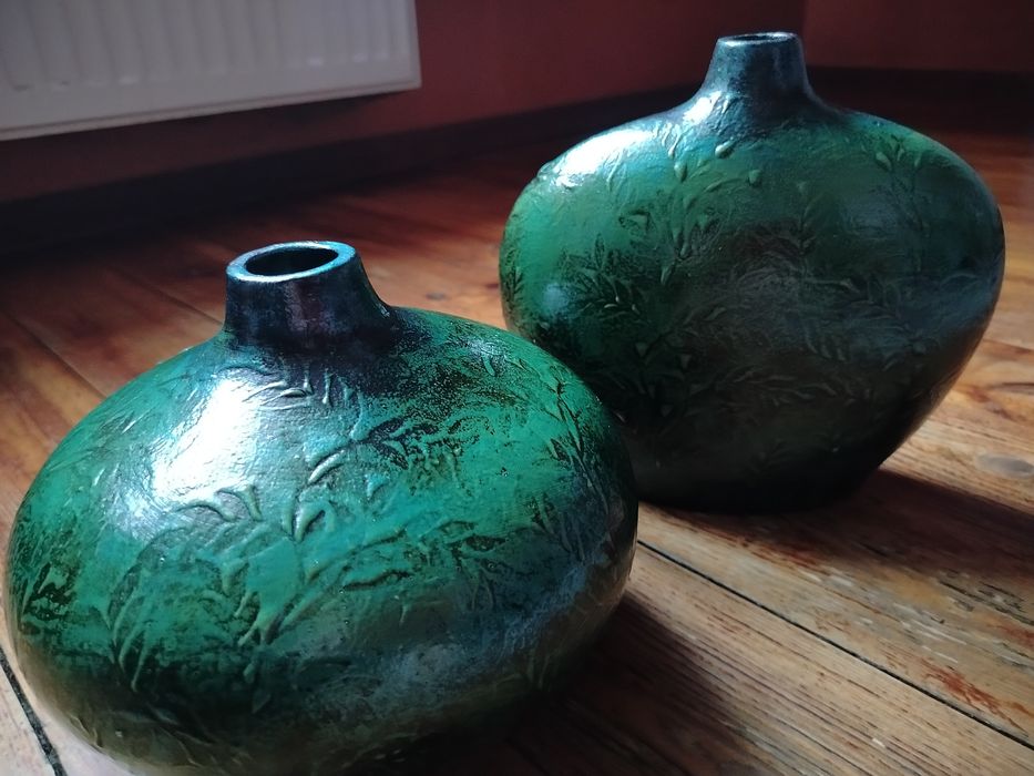 Rezerwacja -Komplet pięknych ceramicznych wazonow