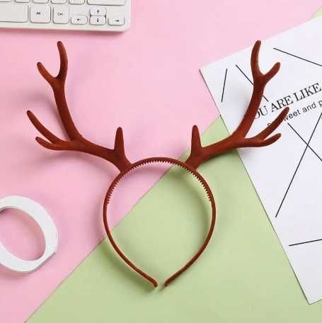 Opaska z różkami brązowa renifer Nowa