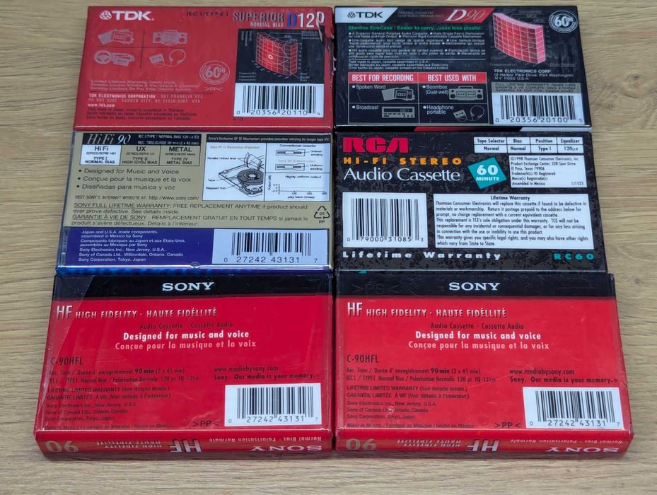 Аудіокасеты аудио кассеты лот 6 штук SONY, TDK, RCA
