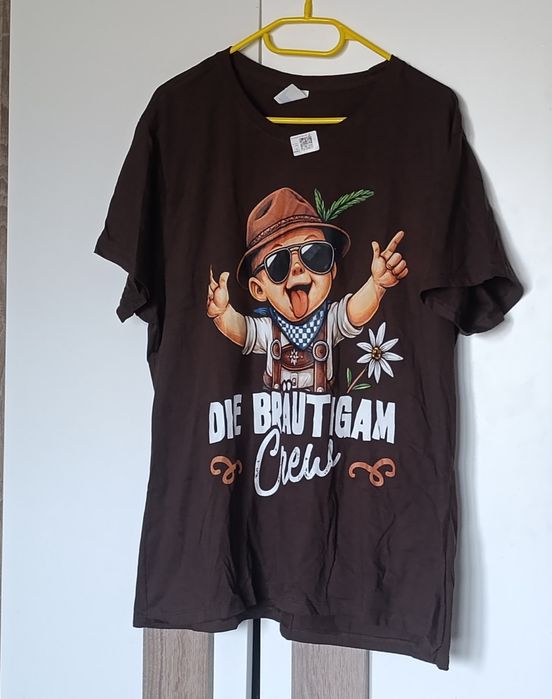 T-shirt koszulka damska brązowa 3XL Die Bräutigam Crew
