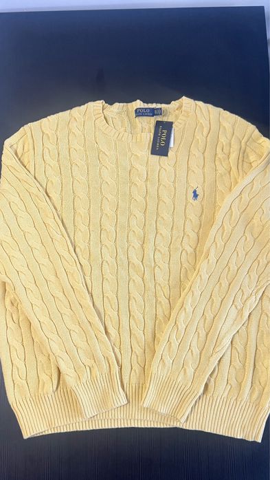 Nowy , meski sweter warkocz Polo Ralph Lauren. XXL. Oryginal. Zolty