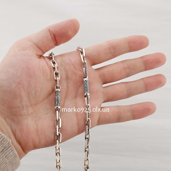 Чоловічий срібний цепочка ланцюжок якір зі святими спаси збережи ангел