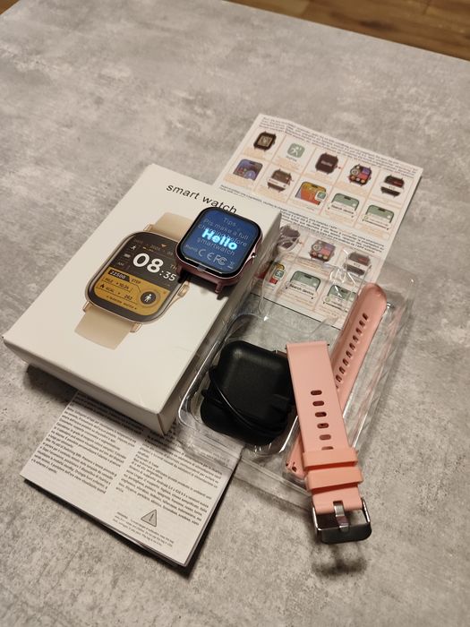 Nowy Smartwatch Różówy, rozmowy, kalkulator, krokomierz, budzik, itd