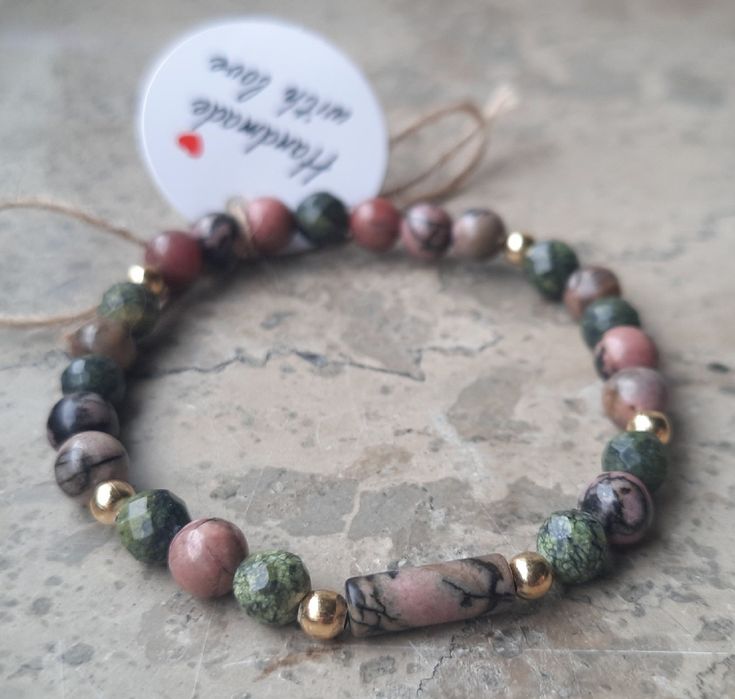 Bransoletka OCHRONNA Rodonit Serpentyn OCHRONA EMOCJONALNA