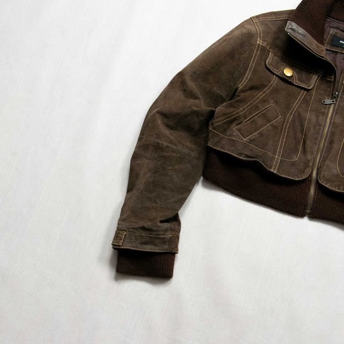 Y2k Avant Garde cropped leather bomber krótka kurtka skórzana bomberka