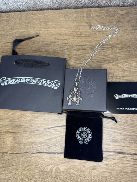 Ланцюжок з кулоном Chrome Hearts хрести Підвіска Хром Хартс Цепочка с крестами повний комплект бірки пакет коробка