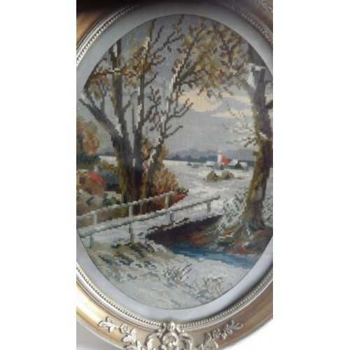 Картина вышивка болгарский стиль, Зима, Болгария, 1930 г.