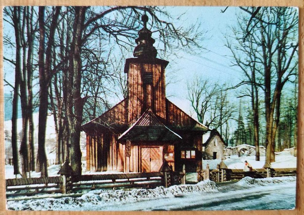 Karta Zakopane kościółek przy Kościeliskiej foto. P. Krassowski PRL