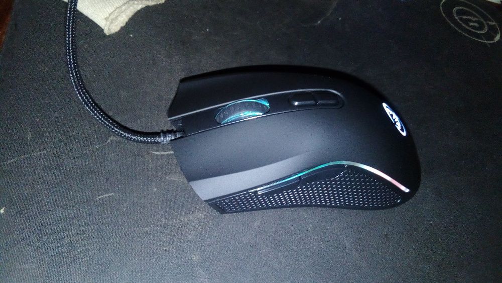 Hongsund мышь оптическая usb, 7 цветов, 3200dpi,7 кнопок чёрная