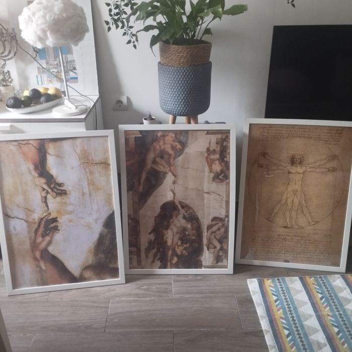 quadros Leonardo daVinci e Miguel Angelo