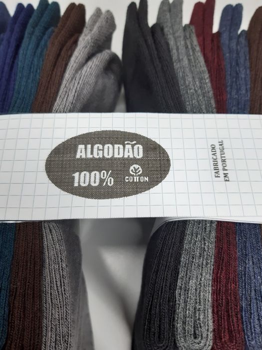 12 pares de meias em algodão, punho suave