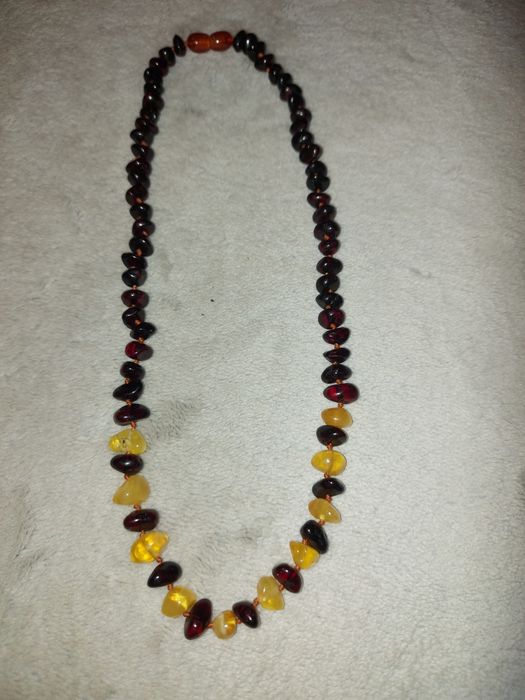 Choker ze szlifowanych bursztynów 43-44 cm