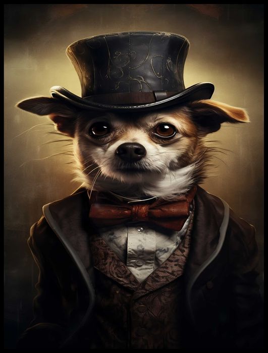 Plakat na Ścianę Obraz Dostojny Gucio Pies Sztuka 50x70 cm Premium