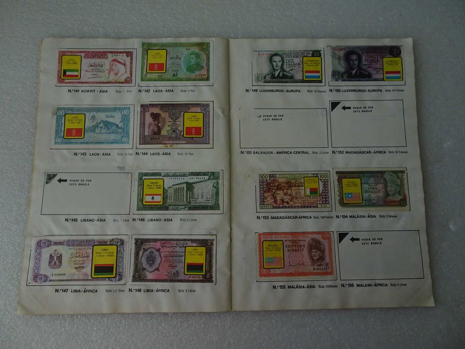 Caderneta de cromos Notas de Banco de Todo o Mundo (faltam 57 cromos)
