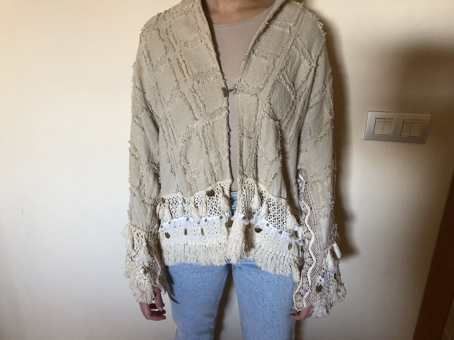 Casaco algodão com franjas