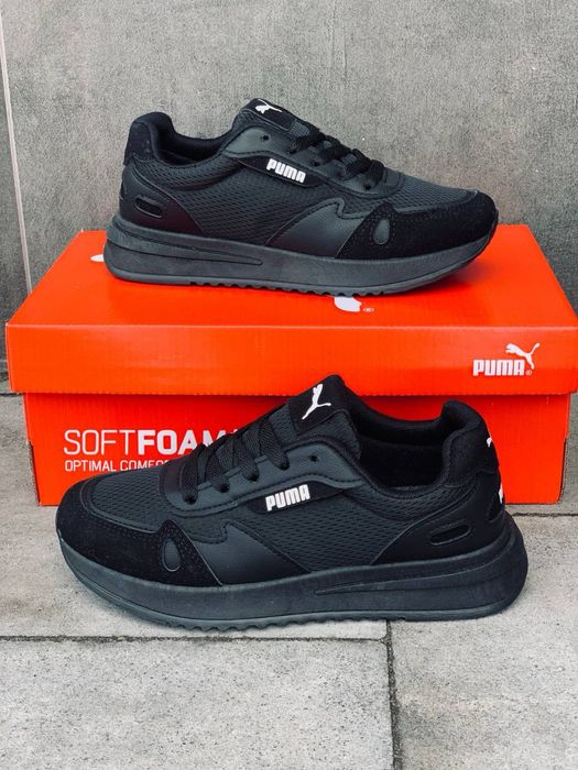 Черные женские кросовки / Puma SoftFoam / летние продуваемые кроссовки пума / мягкая подошвча / практичные на каждыйдень