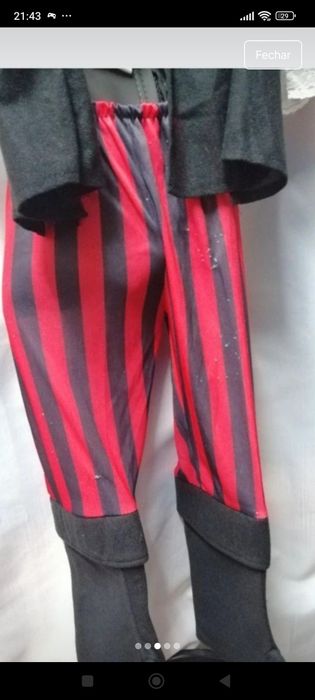 Fato / fantasia de carnaval, disfarce, conjunto pirata e gancho 80-92c