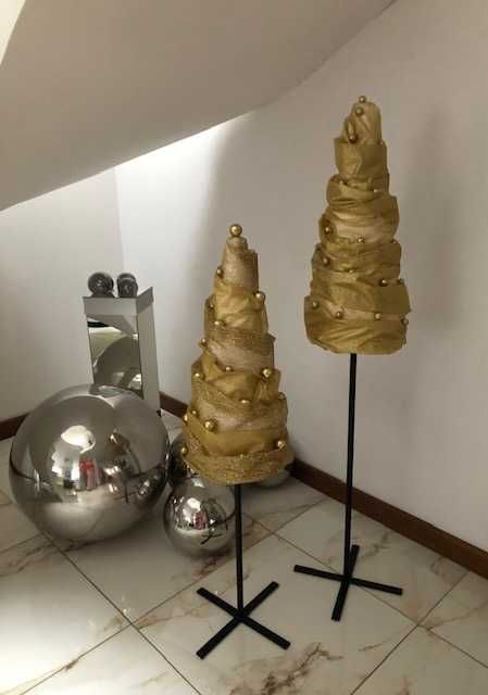 choinka nowoczesna złota światełka led na metalowej nodze 170 cm