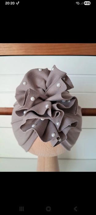Turban z perełkami dla niemowlaka 3-6 m-cy