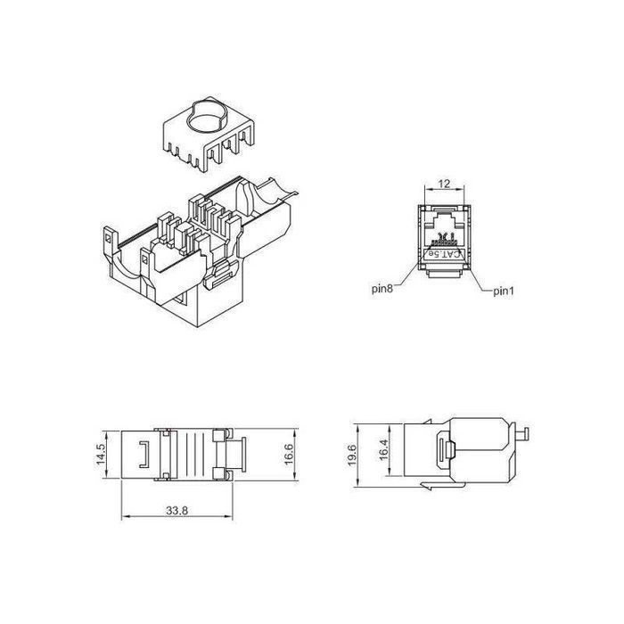 Gniazdo Keystone RJ45 Cat.5e UTP LANON patch panel akcesoria sieciowe