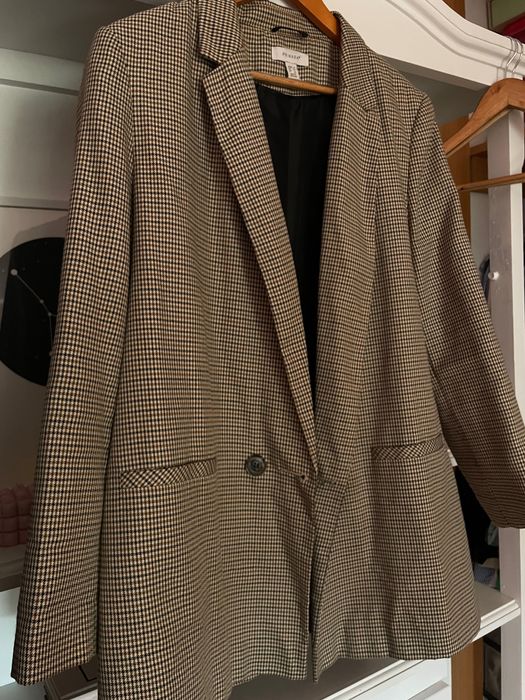 Blazer xadrez em castanho - tam. 44