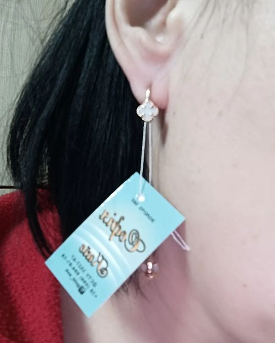 Сережки ВанКліф з перламутром- золото 585 проба