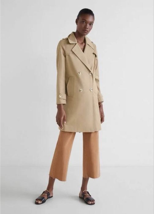 Плащ тренч trench doble botonada mango