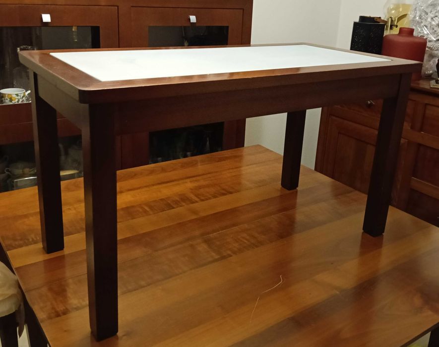 Mesa de Sala de Estar Retangular com Tampo de Vidro