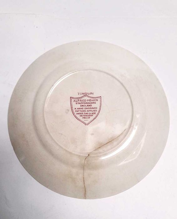 Antigo Prato Inglês Tonquin Desenho Gravado à mão Alfred Meakin