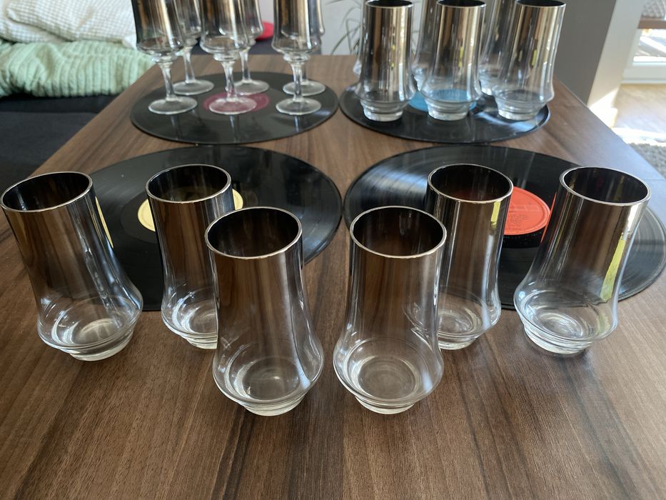 Zestaw szkło dymione PRL