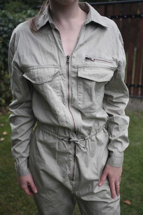 Beżowy bawełniany kombinezon cargo H&M XS-S