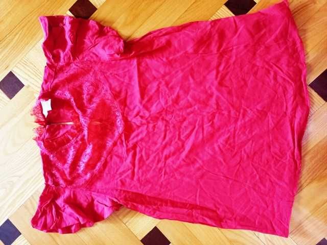 Damska czerwona bluzka z koronką rozmiar 34- XS - H&M
