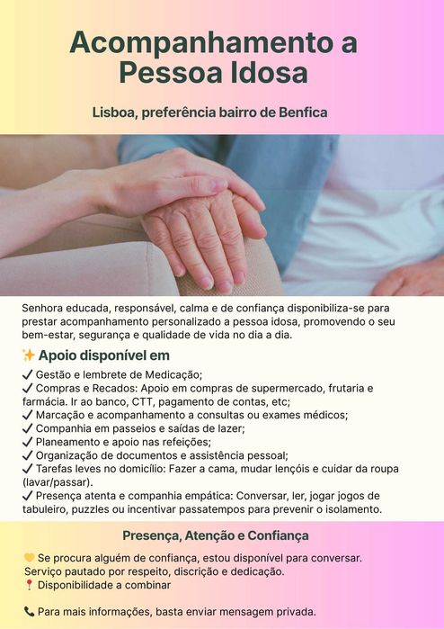 Acompanhamento a Pessoa Idosa - Lisboa