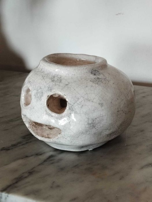 Luminária Porta Vela em Cerâmica Artesanal