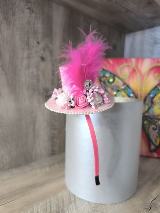 Обруч шляпка рожевий