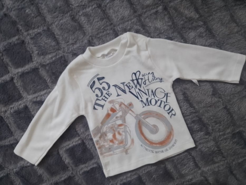 Bawełniana bluza bluzka z nadrukiem motor r. 80 (12miesiecy)