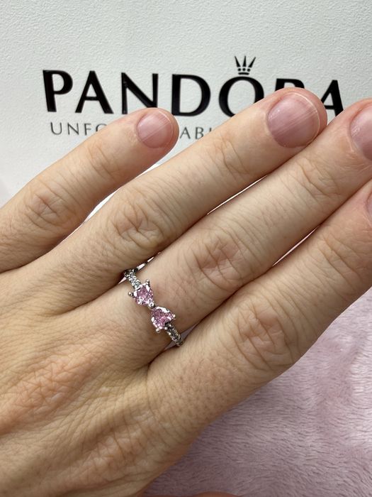 Комплект Pandora Рожевий бант каблучка, підвіска, сережки, браслет S925 ALE Бірка Пандора Гарантія 30 днів