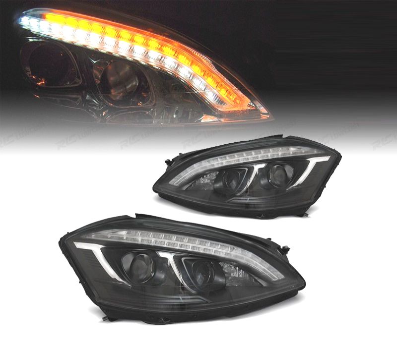 FAROIS FRONTAIS PARA MERCEDES CLASSE S W221 05-09 TUBE LIGHT FUNDO PRETO