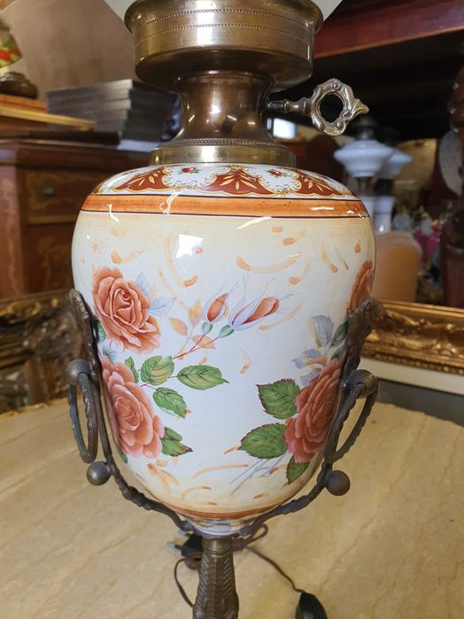 Lampa porcelana, mosiądz 66 cm