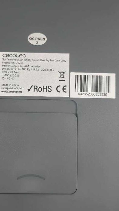 Waga elektroniczna łazienkowa Cecotec 10600 Smart Healthy Pro SZARA