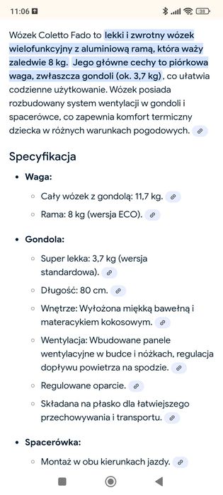 Wózek coletto fado 2w1