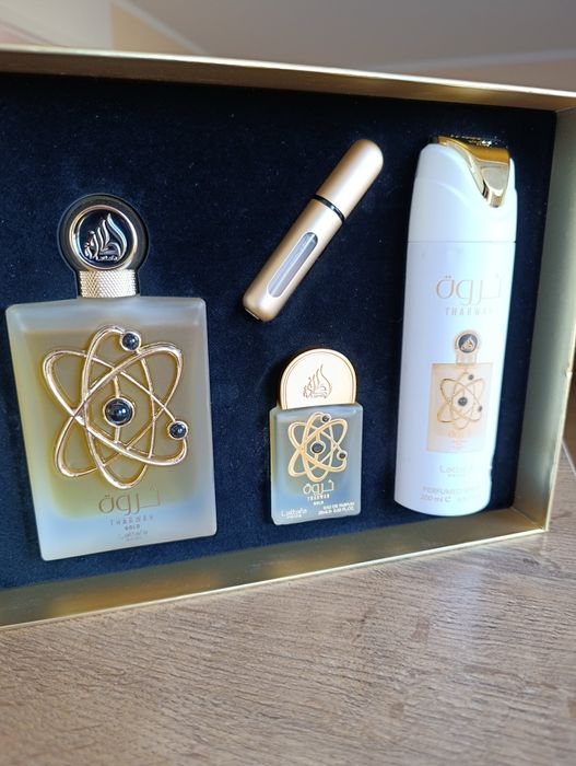 Zestaw perfumy lattafa thawrah gold