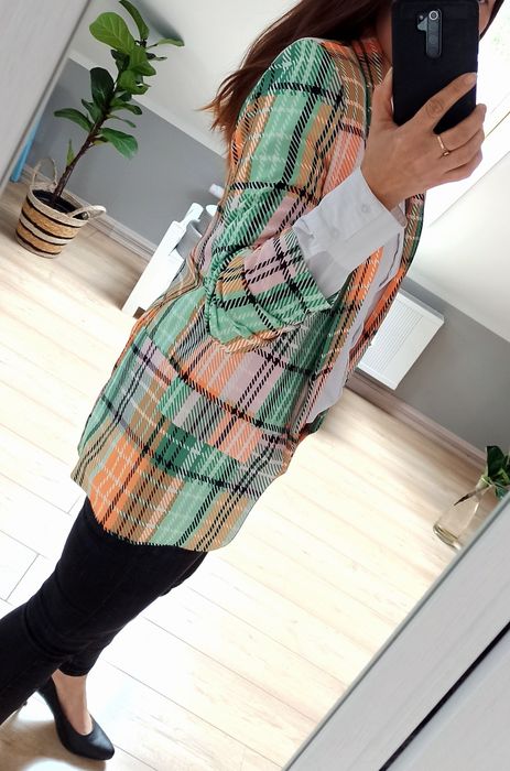 New Collection kolorowa marynarka w kratkę S