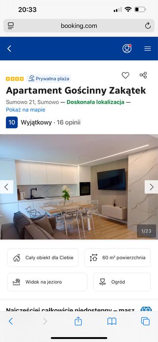 Apartament nad jeziorem