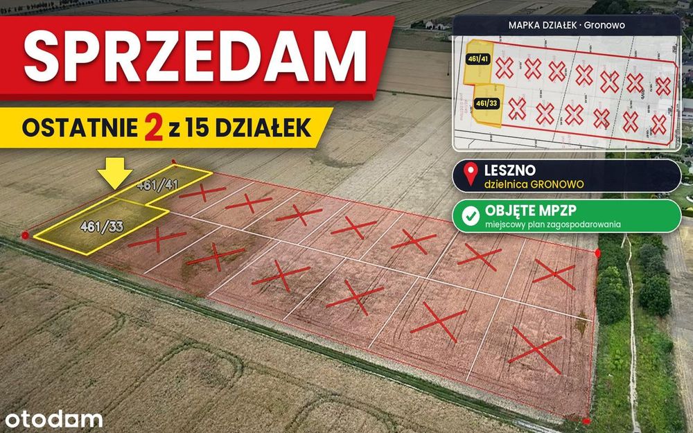 SPRZEDAM - ostatnie działki - Leszno - dzielnica Gronowo
